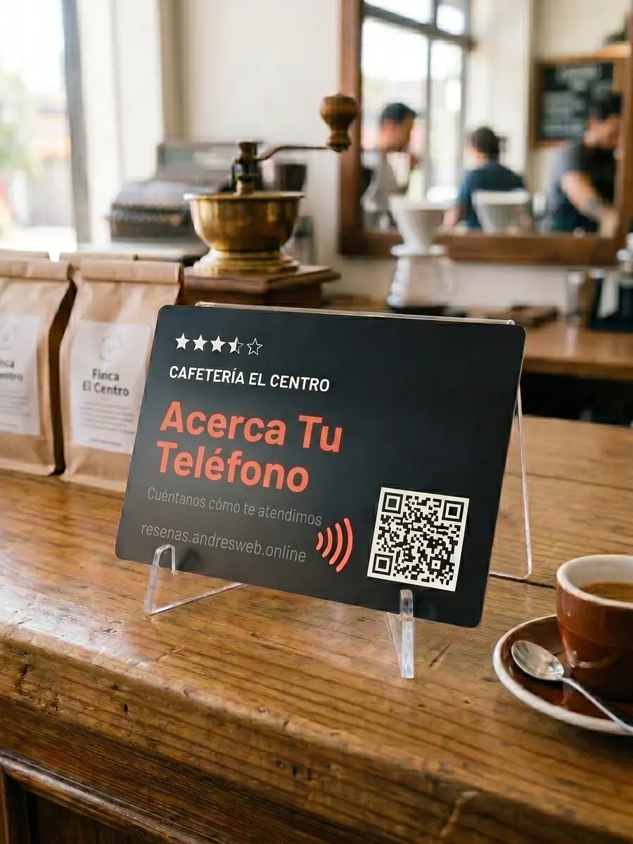 La tarjeta instalada en el mostrador de un negocio de Aguascalientes.